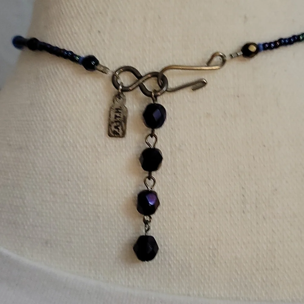 PREMIER DESIGNS Glass Beaded Rhinestone Cross Pendant Princess Necklace